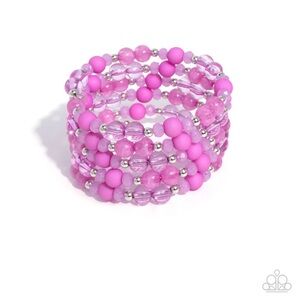 Paparazzi Vibrant Pink and Silver Beaded Bracelet